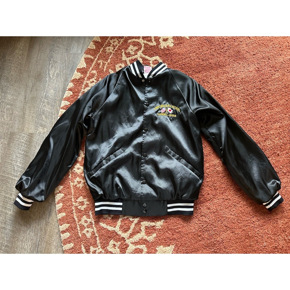 USS Belleau Wood Sasebo Japan Satin Varsity Jacket M Medium Made In USA